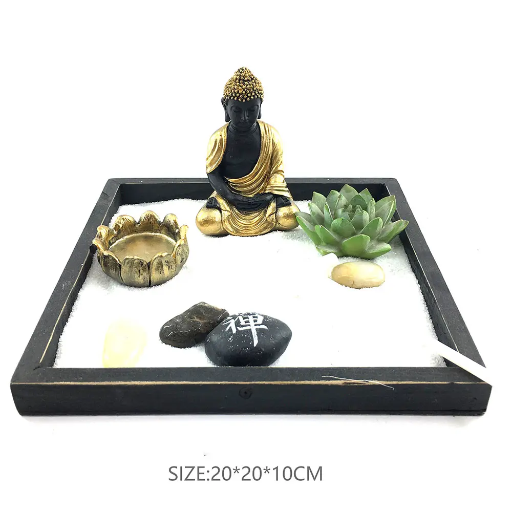 Giapponese Da Tavolo Meditazione Zen Garden Regalo-Tavolo Roccia Sabbia Meditazione Giardino