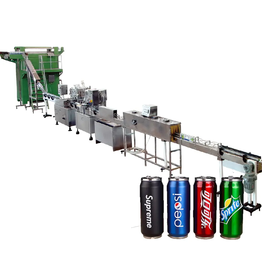 Small Canning Beverage Business 1500CPH Carbonated Soft Drink Coca Sprite Can Filling Sealing Labeling Machine