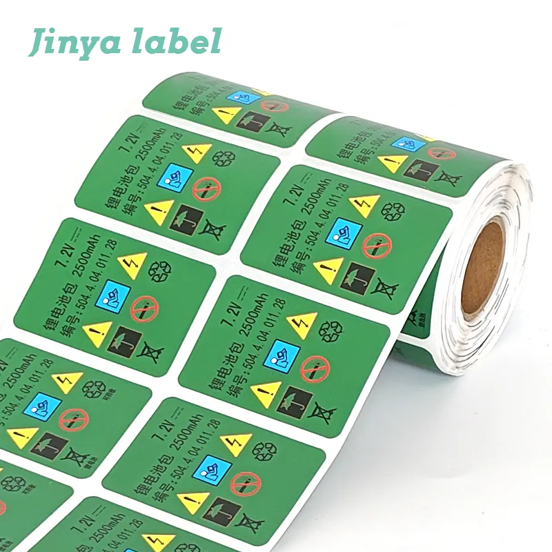 Fabricante Impresión de etiquetas personalizadas Etiqueta autoadhesiva Rollo de etiquetas adhesivas para batería de litio