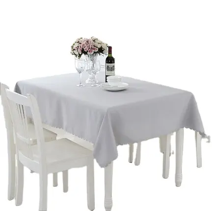 Nappe blanche nappe pour cuisine à manger table de mariage nappe en polyester rectangle