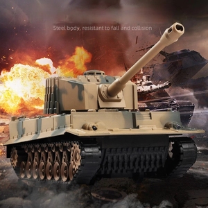 1/24 simülasyon RC tankı araba 2.4Ghz sarı büyük uzaktan kumanda muharebe tankı çocuklar için - Product Image 5