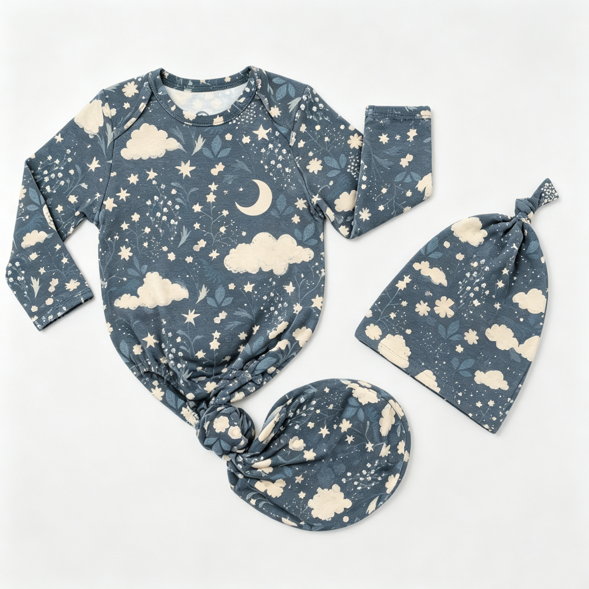 Imprimé Nuage Lune Marine