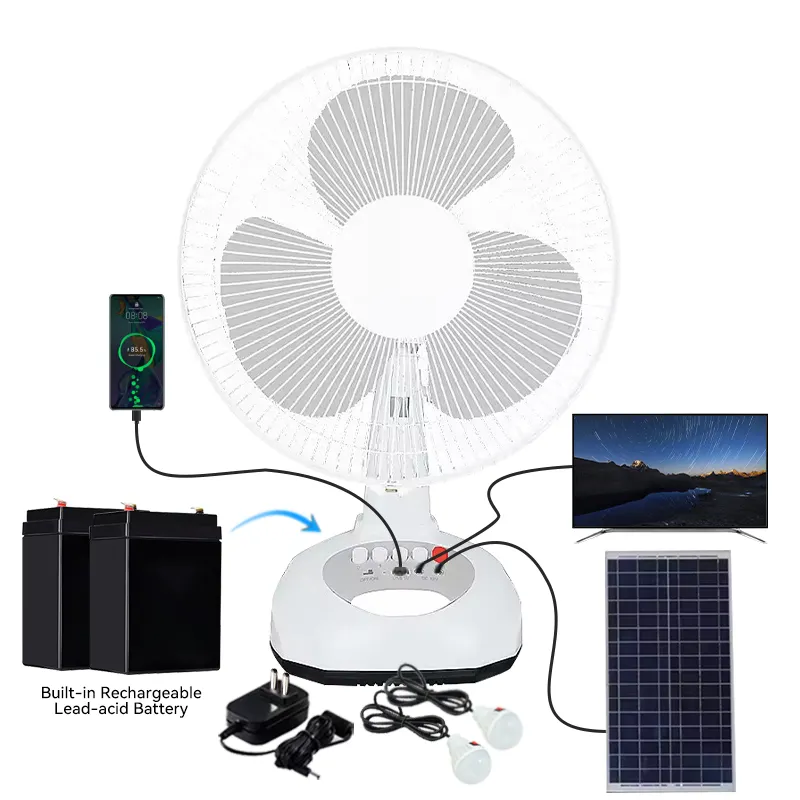 Bleisäure-Solarbatterie-Energiesystem mit Glühbirnen Heimbeleuchtung Telefonladegerät Kraftwerk Solarventilator mit Solarpanel für Zuhause