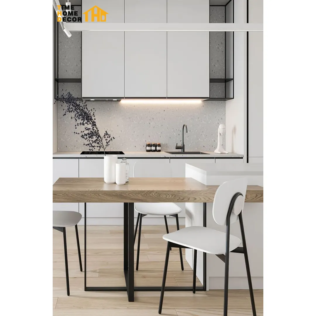 Gabinete personalizado gris mate, tablero de melamina, diseño de gabinete de cocina, muebles de cocina, cocina Japonesa pequeña