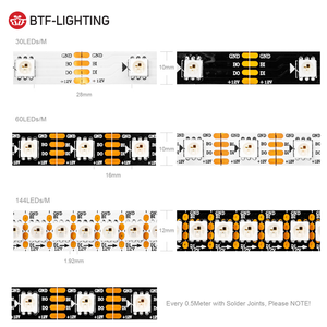 DC12V WS2815 3.28ft 144 пикселей IP30 65 67 RGB Мечта цвета программируемая Светодиодная лента - Product Image 3