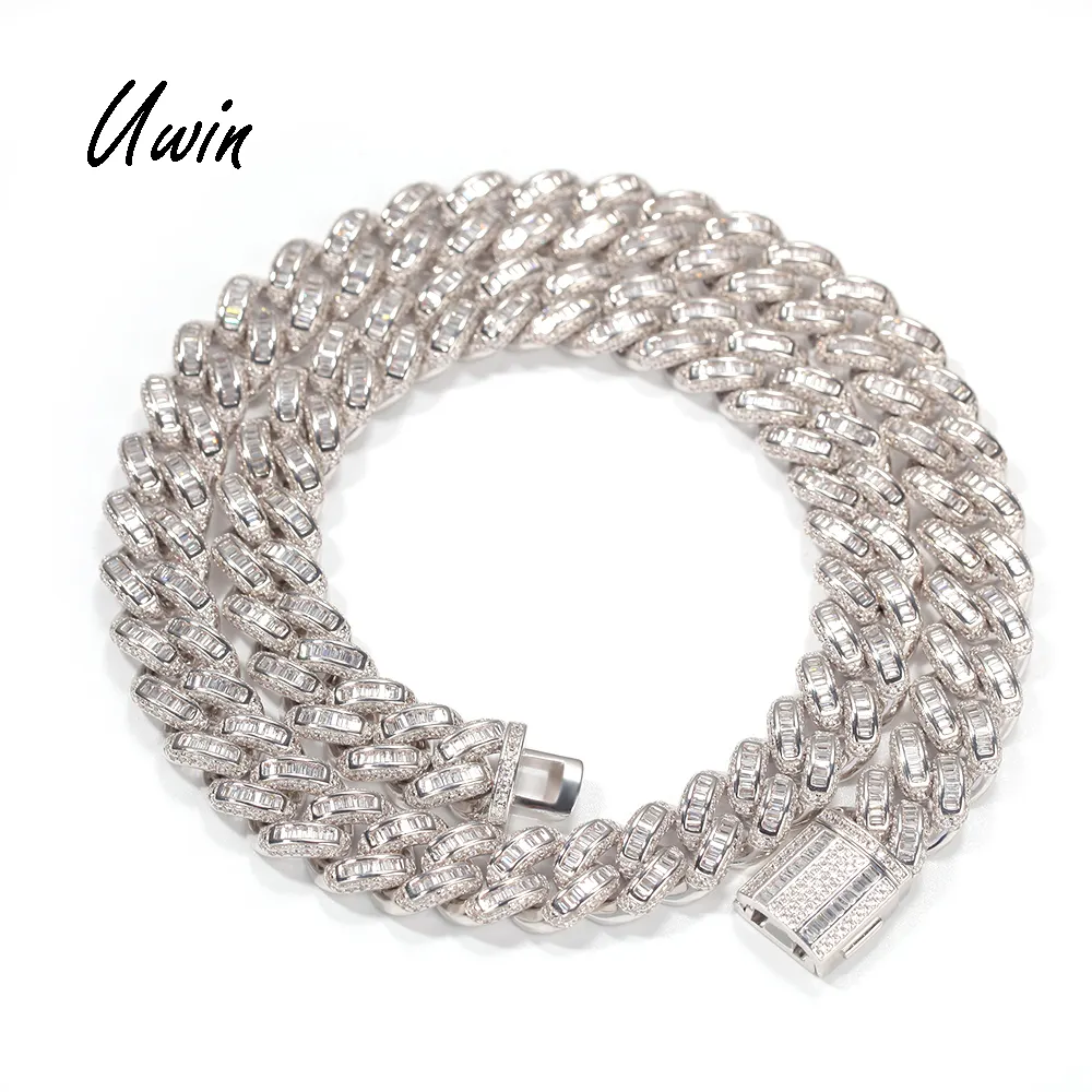 2022 Necklace Jewelry Hiphop Baguette Chains For Men Choker Cuban Link Chain Men Rapper Jewelry Making Supplies Wholesale Price