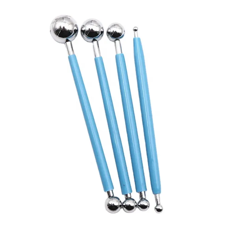 4 pièces stylo à 8 têtes en acier inoxydable, outils de cuisson de gâteaux, Fondant, outils de décoration de pâtisserie, fleur Sugarcraft, boule métallique