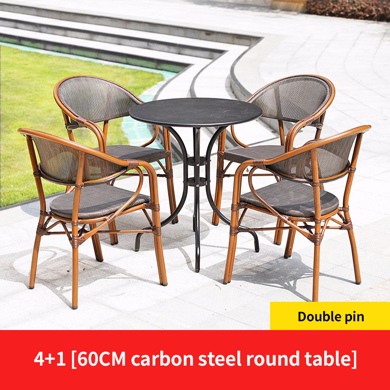 4 Teslin double leg chair 1 carbon steel round table D60cm
