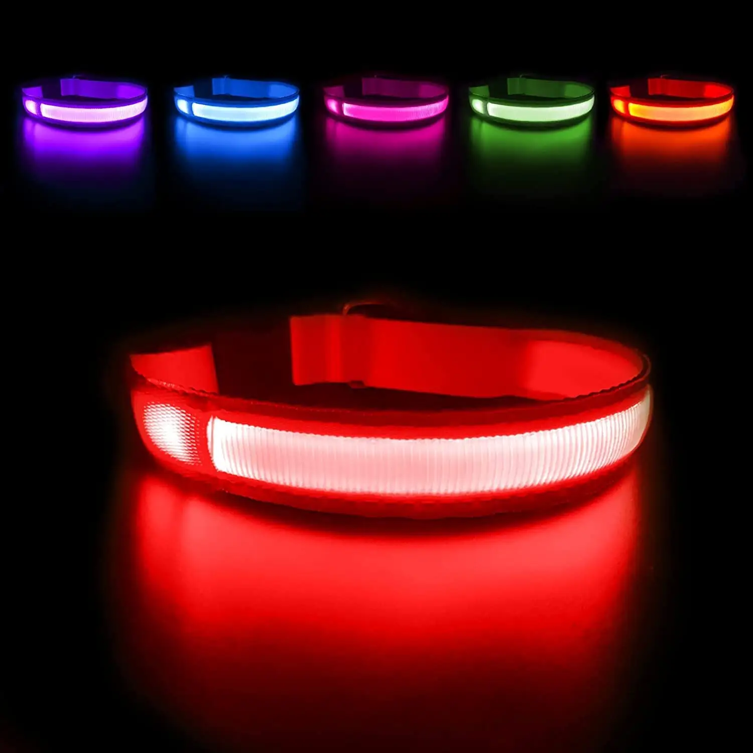 Collar de perro LED recargable por USB, collar de perro con luz multicolor para mascotas y gatos