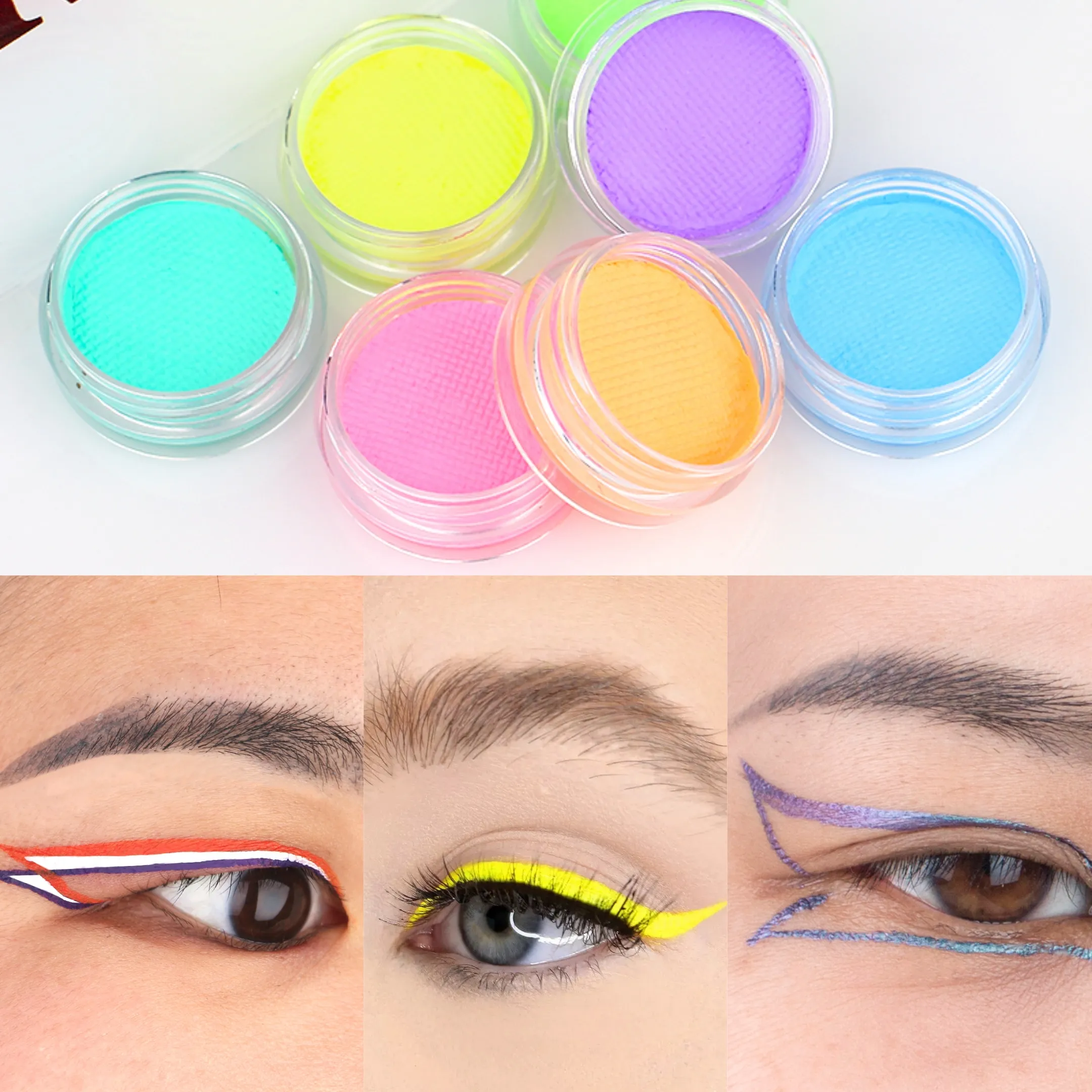 Fabrika uv canlı renk neon su aktif eyeliner makyaj için karanlık private label göz kalemi kızdırma