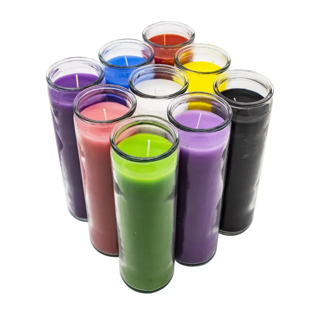 Velas Espirituais Profissionais de 7 Dias Velas de Vidro Cera colorida para fins Espirituais Velas de Vidro de 7 Dias