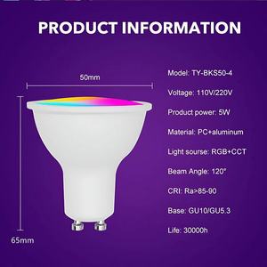 Wholesale Custom 5w <strong>G53</strong> GU10 Smart Light App Remote Control TUYA Zigbee Wireless <strong>RGB</strong> Dimmable Recessed <strong>Led</strong> Spotlight - Product Image 5