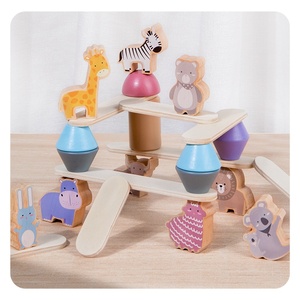 Balance <strong>Building</strong> Stacker <strong>Blocks</strong> 3d Carton Animal <strong>Pattern</strong> Wooden Teething Colorful Teethers Baby Stacking Toys - Product Image 1