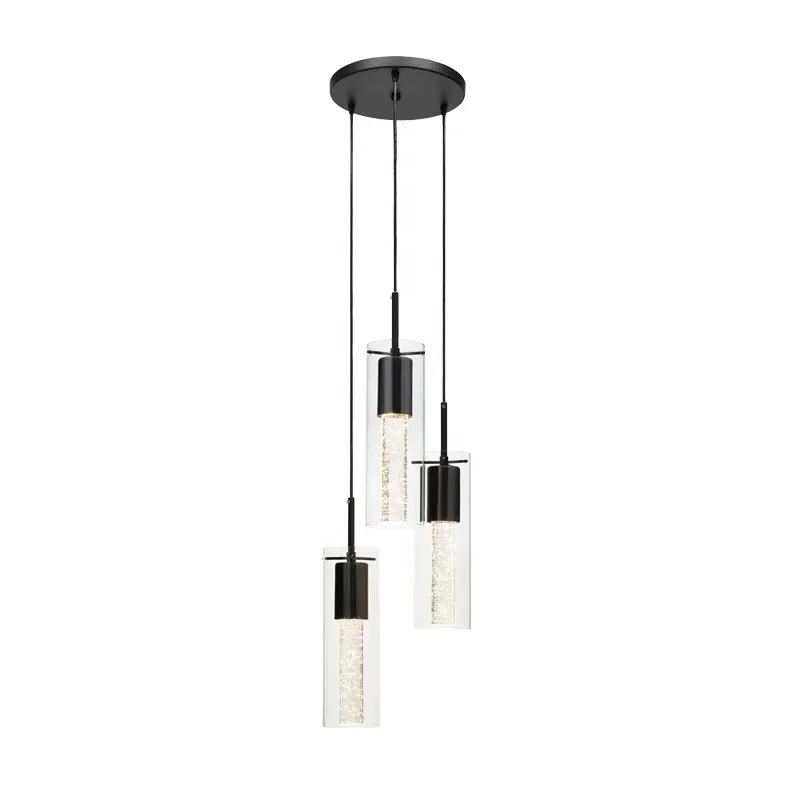 Decoratieve 3 Licht Cluster Plafond Opknoping Licht Moderne Matte Zwarte Hanglamp Fitting Voor Keuken Bar Loft