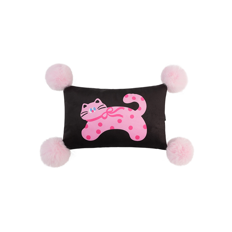 Appui-tête chat en peluche hollandais avec base noire