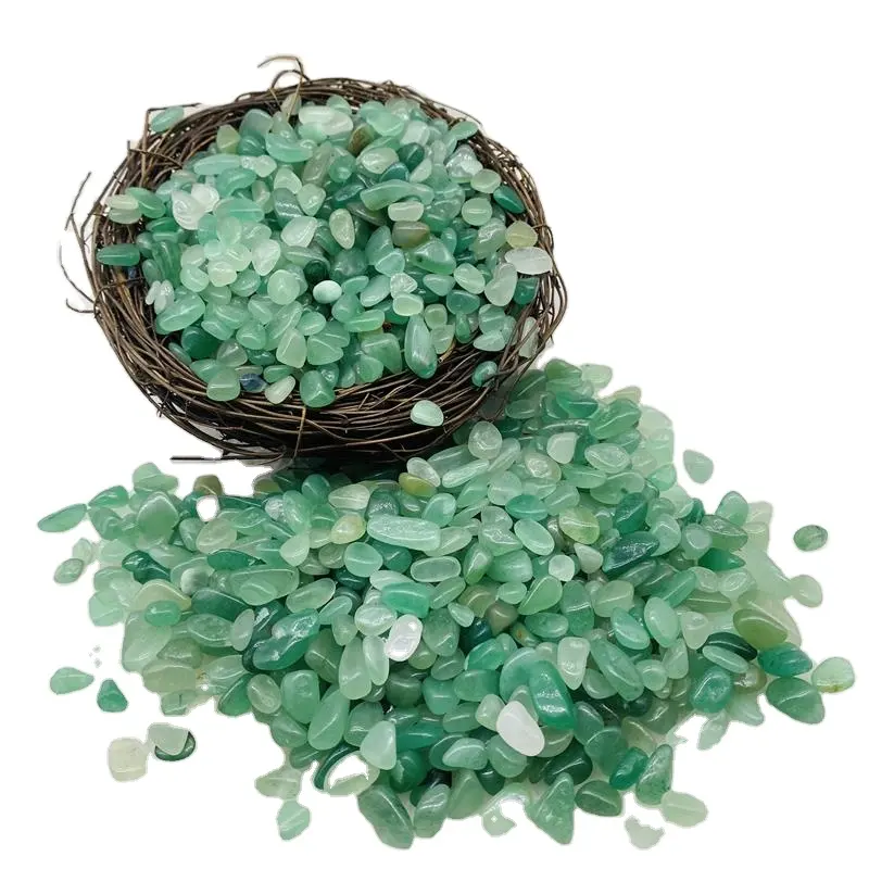 Fritas de cristal de pedra semi-preciosas polidas por atacado, verde aventurina, cristal tumbled pedra para decoração
