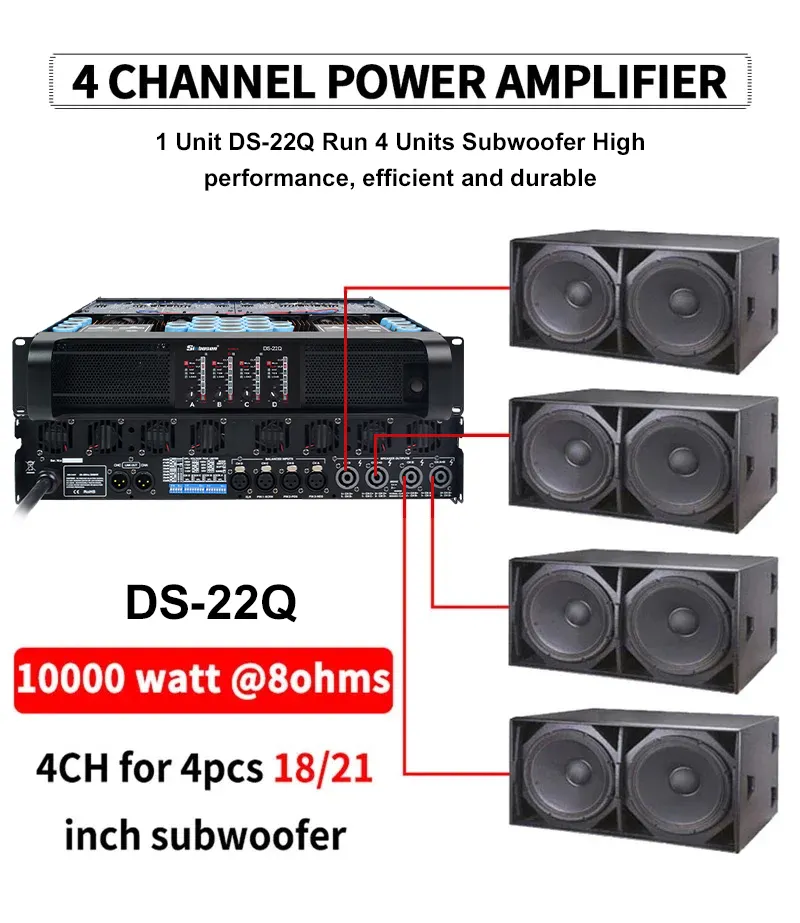 Sinbosen DS-22QクラスTD4チャンネルサウンドオーディオコンパレータアンプ5000ワットプロフェッショナルパワー