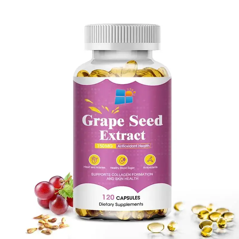 OEM/ODM/OBM Anti aging Whitening Grape Seed Oil Capsules Boost Immunity Vitamin D3 Grape Seed Extract Softgel Capsules