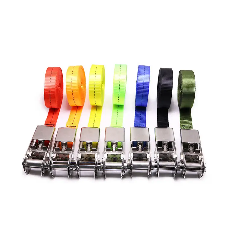 Hot sale custom 25mm heavy duty stainless steel retracting ratchet buckle straps with endless belts