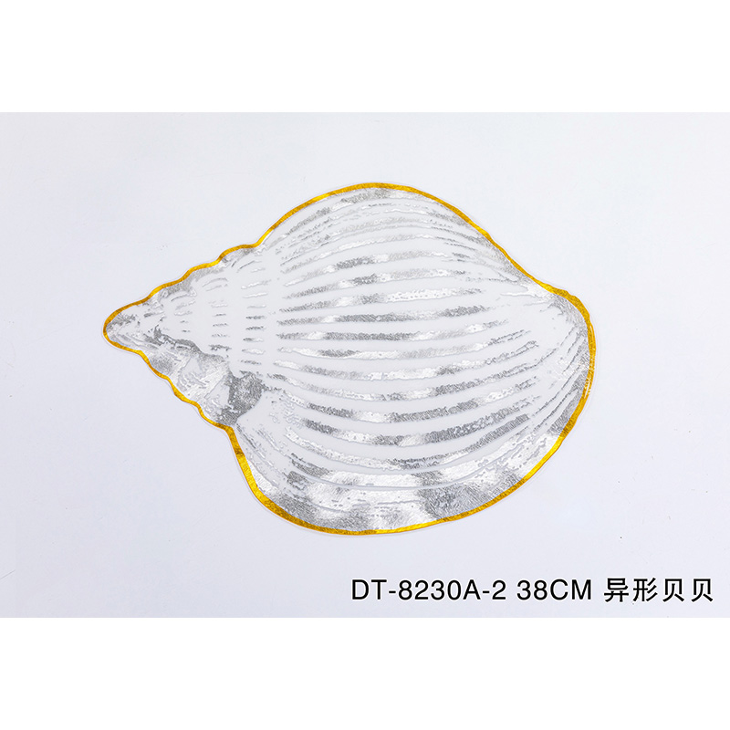 Sea Shell Shape Irregular Cute Gold Dinning PVC Plastic Placemats
