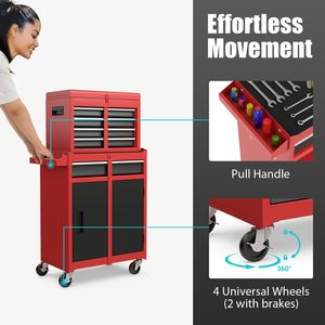 Pudrawer 5 çekmeceli haddeleme takım dolabı-ayrılabilir üst alet kutusu astarı ayarlanabilir raflar kilitleme mekanizması - Product Image 5