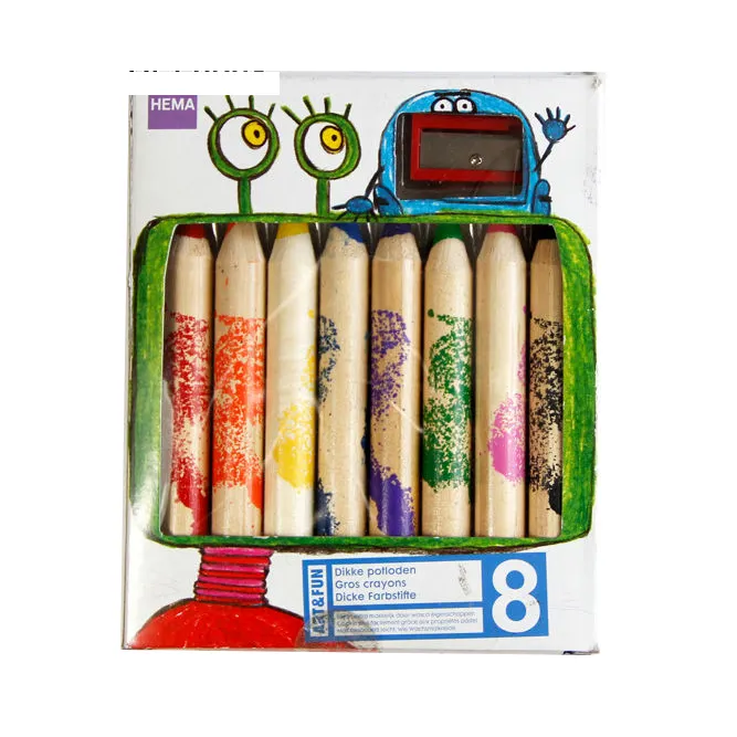 Grand crayon de toutes les couleurs pour enfants, baril jumbo, avec plomb de couleur