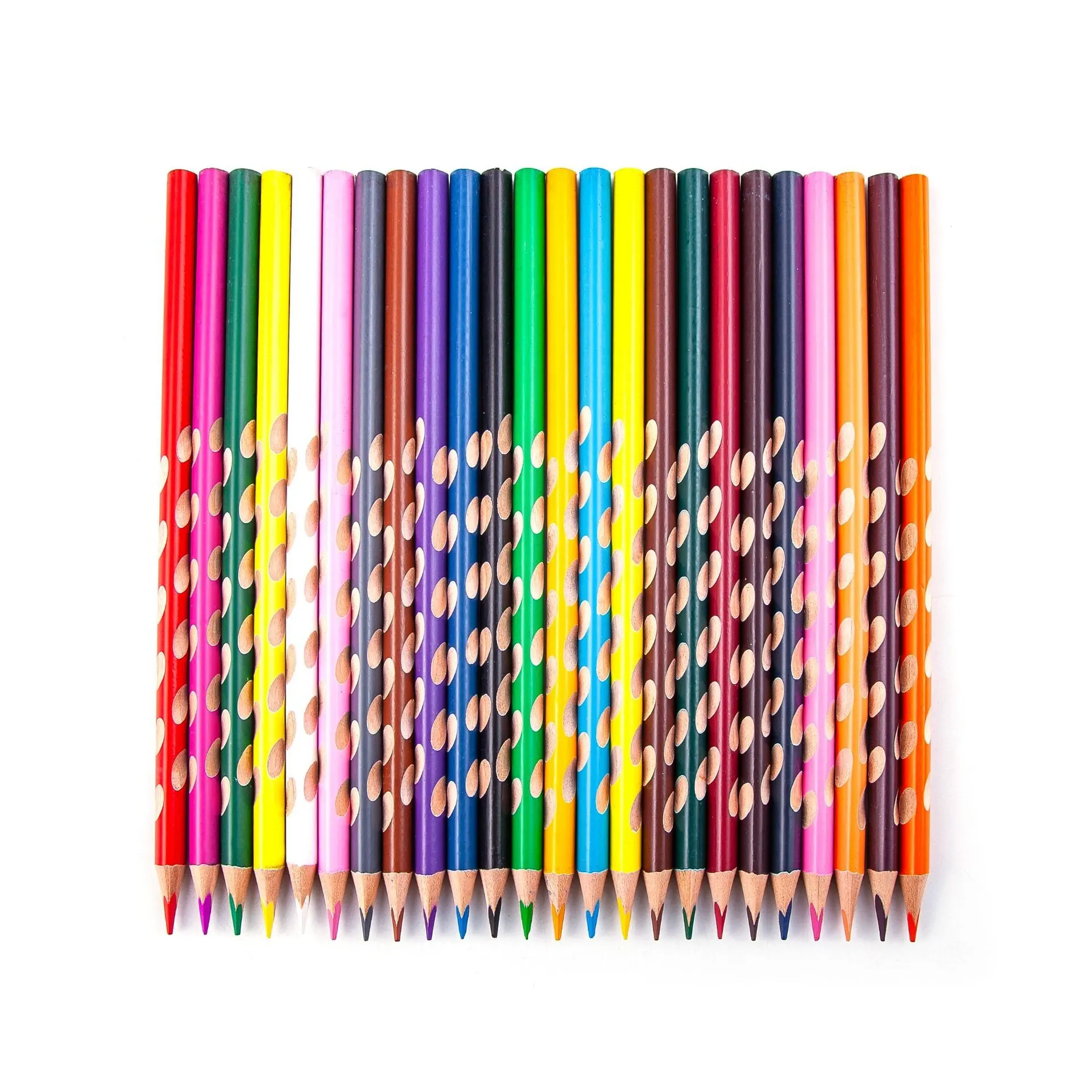 Set pensil batang segitiga warna pelangi, menggambar Doodling, kayu seni Multi pensil warna dapat disesuaikan
