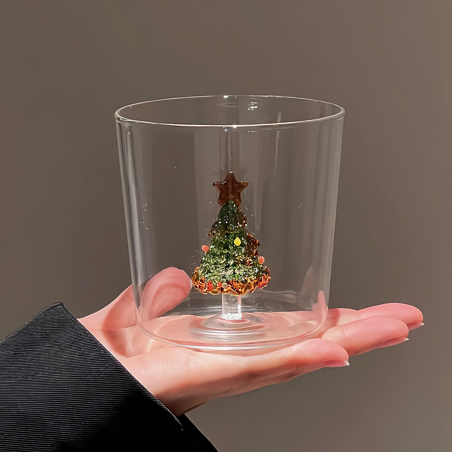 Verre épais pour sapin de Noël vert et jaune