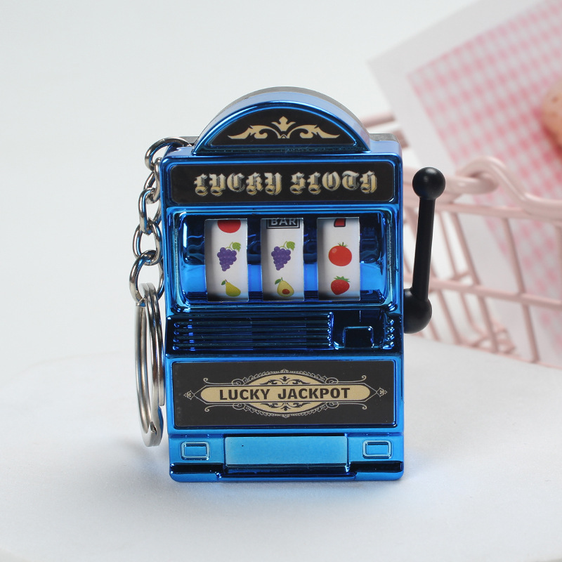 Máquina de frutas galvanizada en azul.