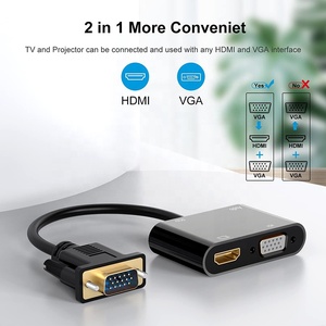 Resolución de 1080P 2 en 1 VGA macho a HDMI VGA hembra Video Splitter Converter Adapter Cable con Audio y Micro USB Cable de alimentación - Product Image 3