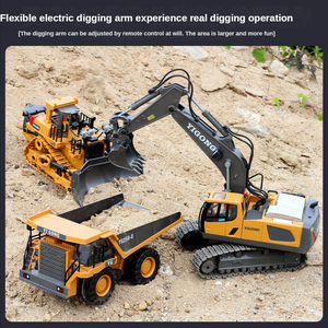 ROXGOCT 1:20 RC ekskavatör 11CH 2.4G uzaktan kumanda yarış iş makinesi paletli kamyon buldozer damper oyuncak arabalar şarj - Product Image 2