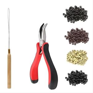 Extensiones de cabello Alicates Punta Herramienta Hogar Micro Anillos Gancho Aguja Estilo Pluma Multifuncional Tirar Loop Beads - Product Image 1
