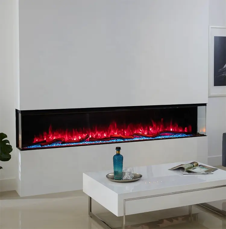 Modern 3 Sided Lareira 72 inch Lareira Elétrica Chama Aquecedor Inserir Elétrica 72 Polegada Lareira Linear 7 Cores Preto Habitação