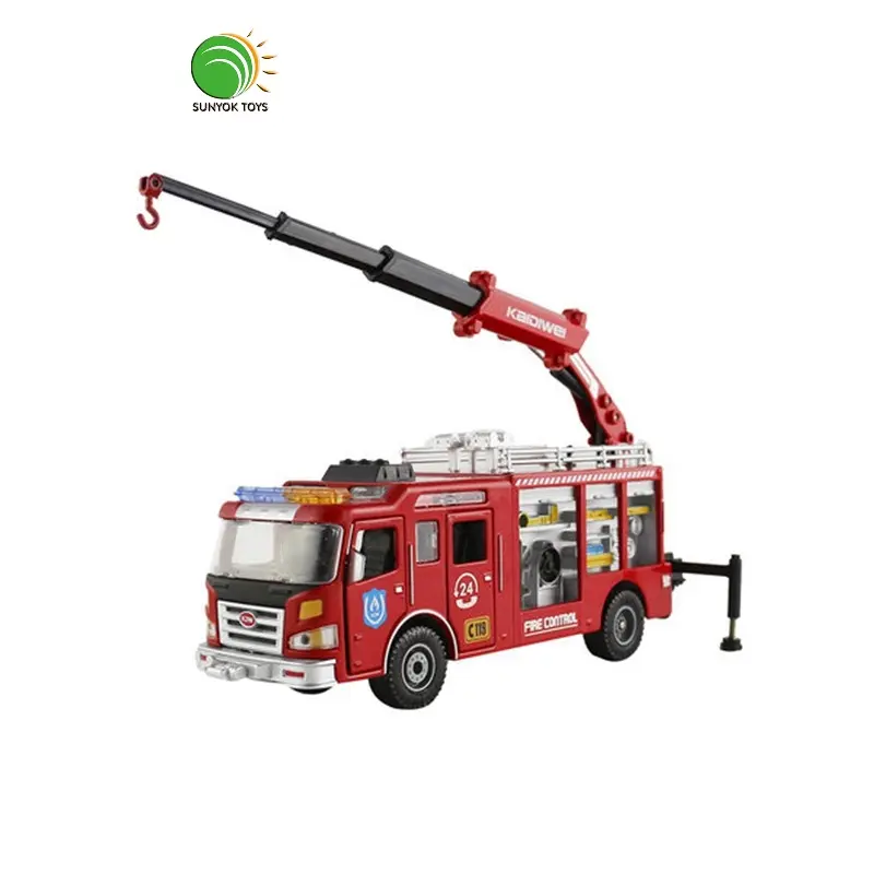 Modelo de caminhão de combate a incêndio, simulação 1:50, brinquedos em metal fundido, caminhão de liga e carro de brinquedo