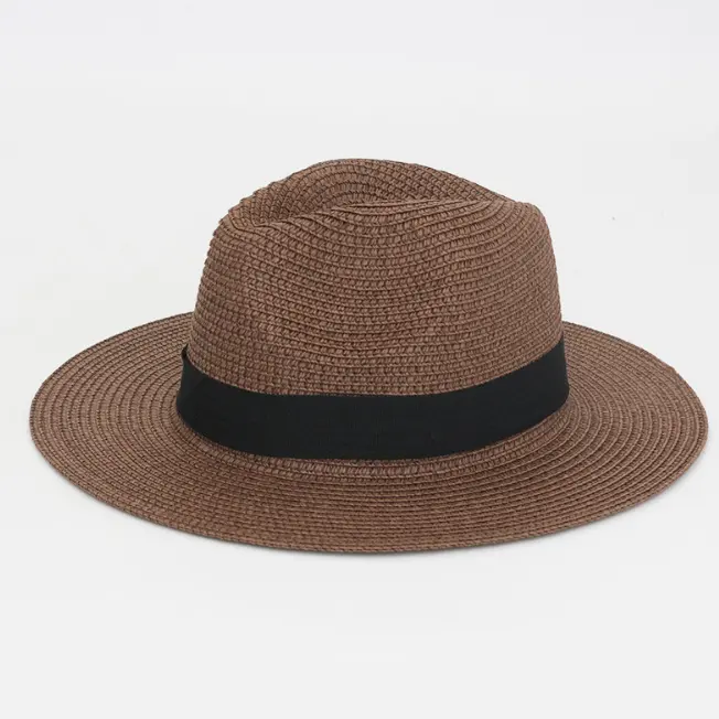 Venta al por mayor baratos hombres sombrero de playa de paja personalizado verano plegable en blanco viaje Jazz hombres sombreros de paja Panamá