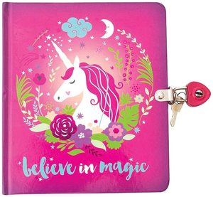 子供のためのロックとキーを備えたマジックユニコーンシャイニーフォイルカバージャーナルを信じてください - Product Image 1