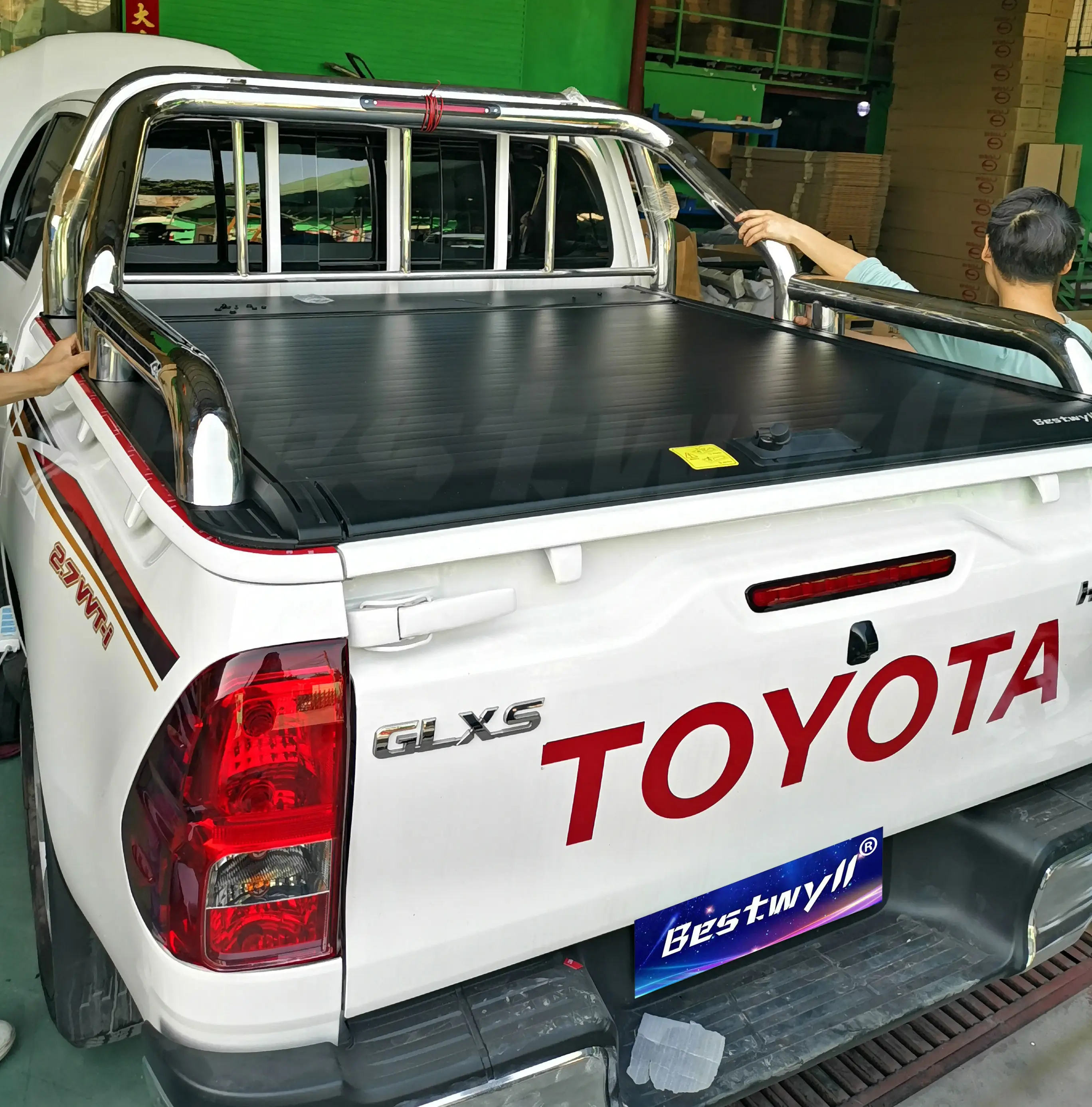 BESTWYLL – boîte manuelle de lit de pick-up, couverture de Tonneau rétractable pour Toyota Hilux /Revo (Sr5 J Deck avec clôture avant) K46A 2015 +