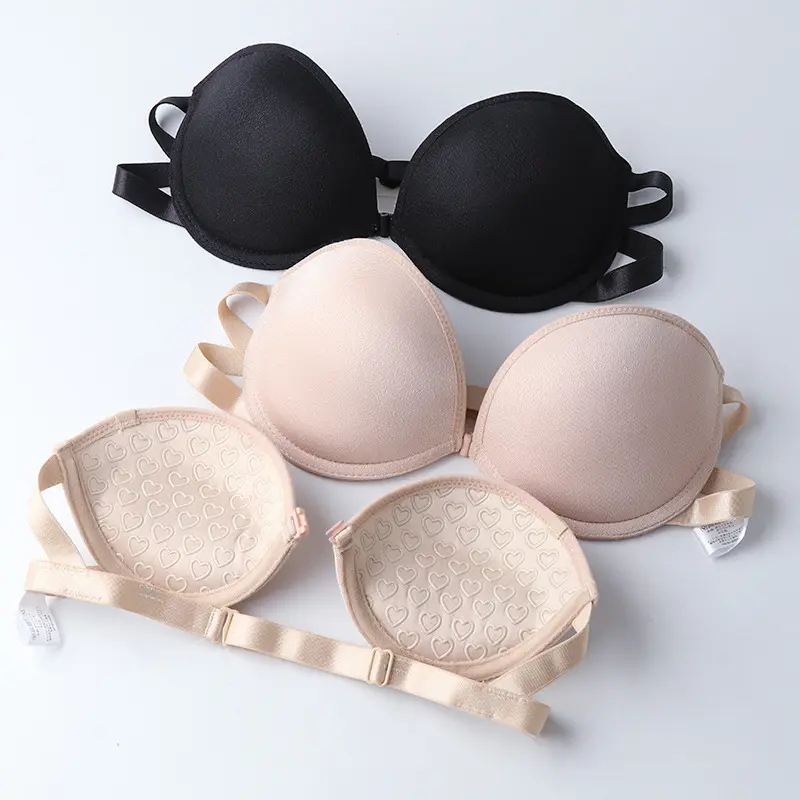 70A-85C femmes Sexy mariage boucle avant sans bretelles sous-vêtements invisibles soutiens-gorge brassière réglable couleur unie rassembler soutien-gorge antidérapant