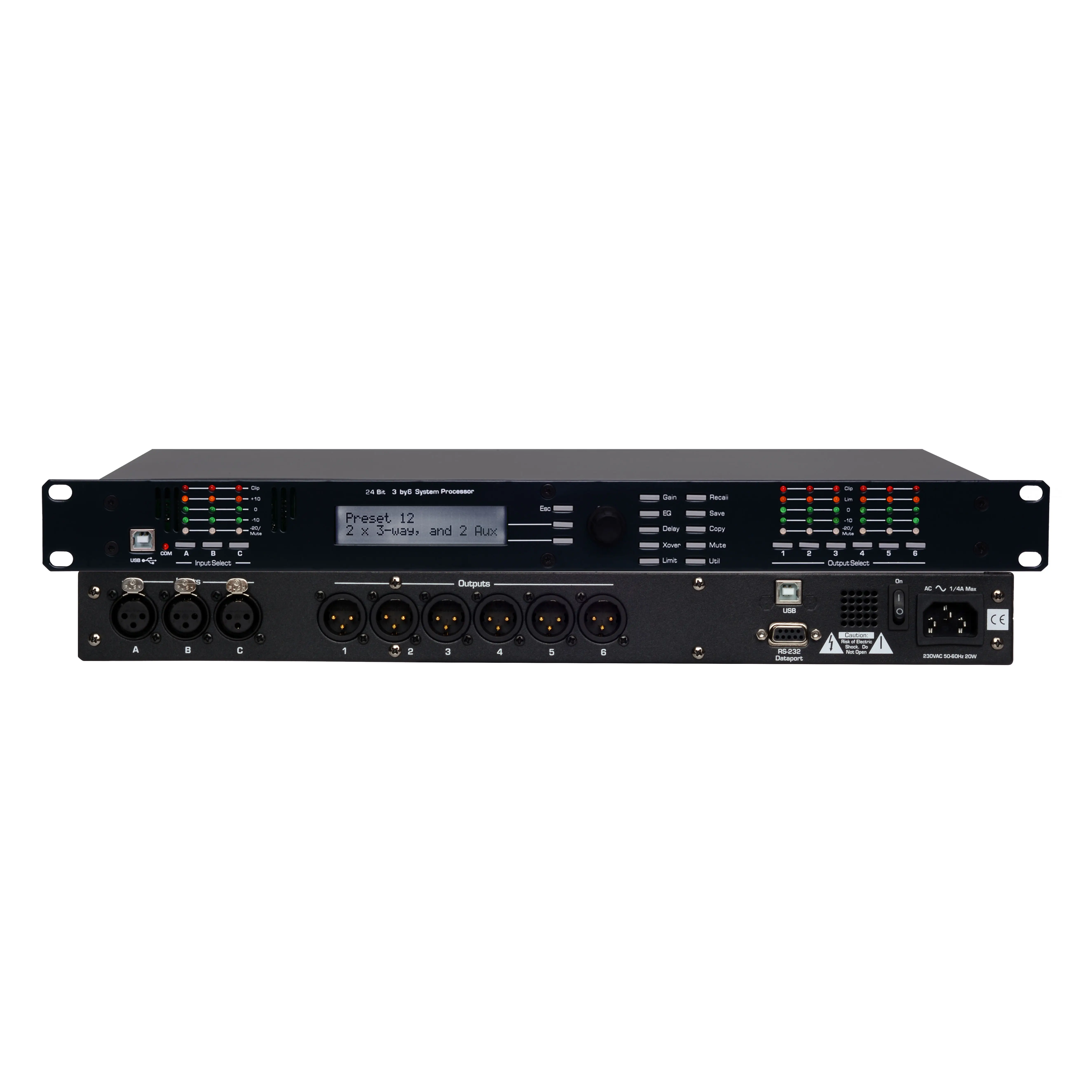 Procesador de audio digital de gestión de altavoces 3 en 6 salidas equipo de sonido profesional