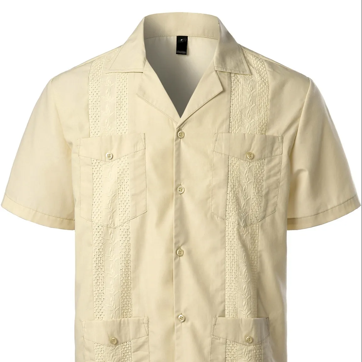 Camisa de manga corta con cuello vuelto y botón personalizado, fabricante de camisa