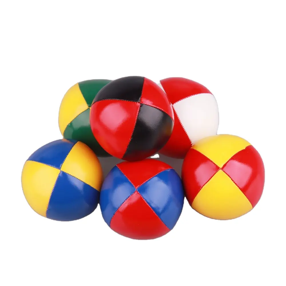 Vente en gros de balles de jonglage 4 panneaux 6 panneaux en cuir Pu de haute qualité balles rebondissantes promotionnelles pour enfants de conception OEM pour la jonglerie
