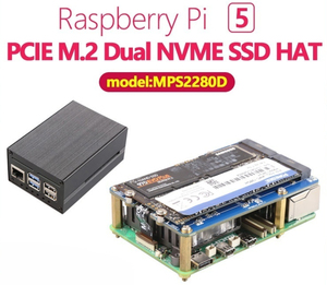 MPS2280D <span class=keywords><strong>Raspberry</strong></span> <span class=keywords><strong>Pi</strong></span> 5 Placa de Desenvolvimento com Dedicado PCIe para Dual NVMe SSD HAT Suporta SSD Boot System