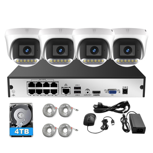 8CH Smart AI Network Turret Full Color 5MP Ip Cctv Cámaras DE SEGURIDAD Set 4K POE NVR Kit 4 Channel Guard Viewer Sistema de monitoreo - Product Image 1