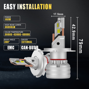 Gview Ngân Sách thân thiện với 36000 lumen cao lumen g20w Led Đèn Pha Bóng đèn <span class=keywords><strong>H4</strong></span> H19 cao thấp chùm dài tuổi thọ 50000 giờ với Fan - Product Image 2