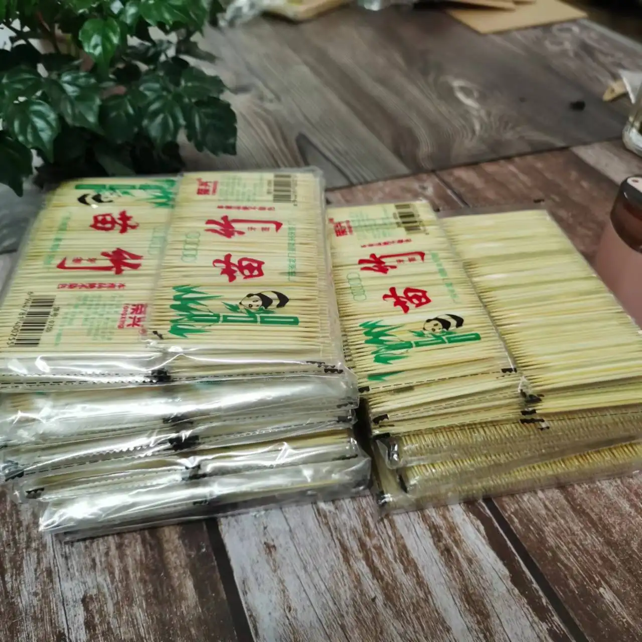 Palito de dente de bambu natural descartável, palito de dente de bambu com duas pontas, palito de espessura de frutas