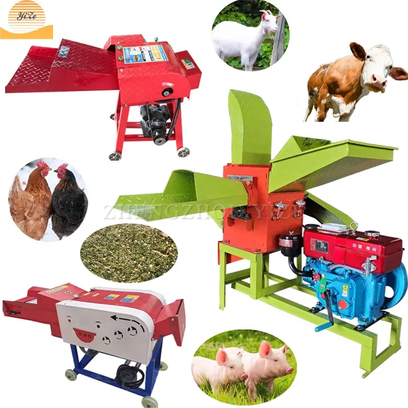 Agricultural fodder animal feed processing chaff cutting machine hay chaff cutter grass straw crusher for cow horse feeding