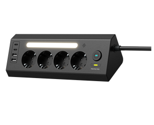 Regleta de alimentación de escritorio Enchufe múltiple de 4 vías con USB y 2 enchufes tipo C Max de 3680 W con 1 interruptor Protección contra sobretensiones con luz LED - Product Image 5