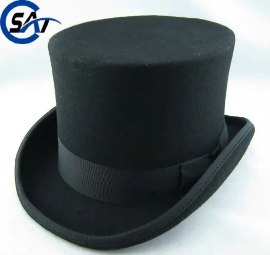 Sombrero estilo victoriano de fieltro de lana 100% negro Formal