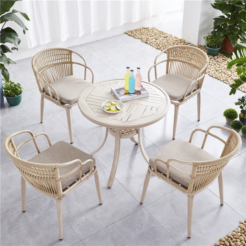 4 chairs-80 cm-all-aluminum alloy round table