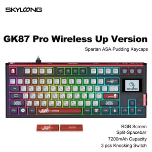 Skyloong最新GK87 Pro 3模式RGB屏幕Gateron Kailh开关粉色和蓝色主题机械键盘，带布丁键帽 - Product Image 2